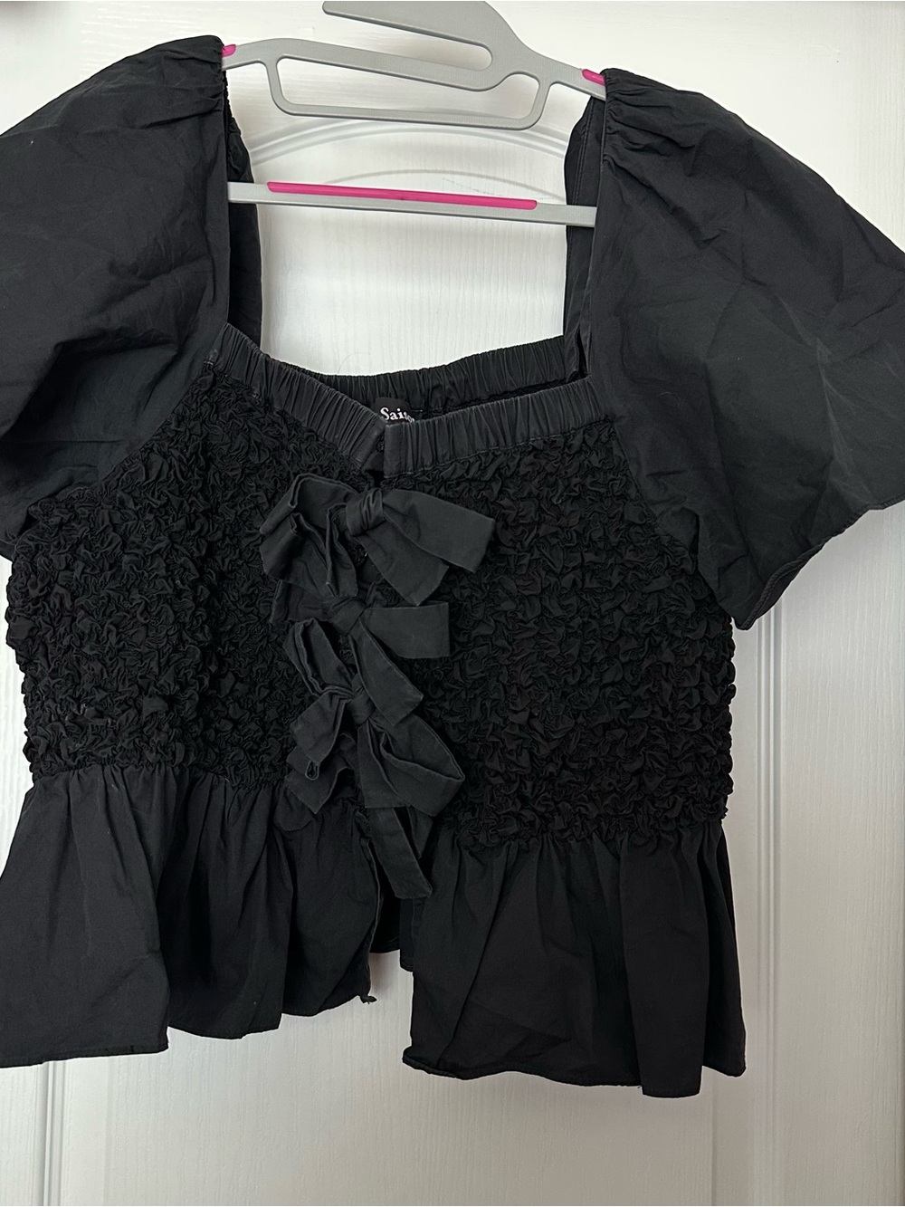 En Saison Black Elastic Smocked Waist Skirt